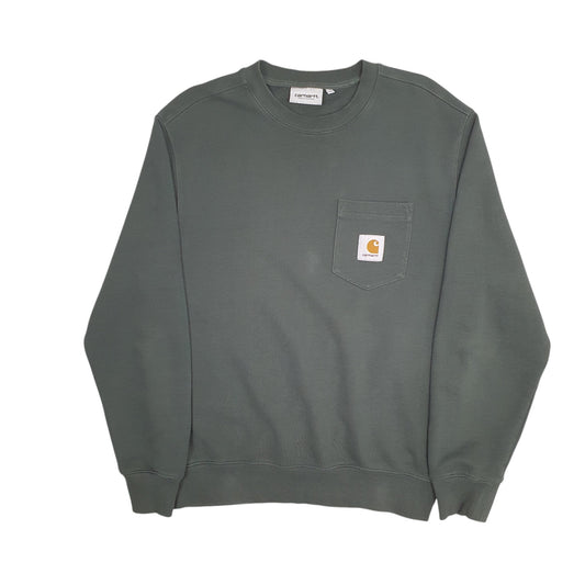 Mens Green Carhartt Pocket Crewneck Jumper
