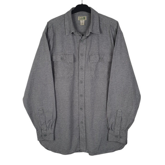 Mens Grey L.L.Bean Thick Chamois Long Sleeve Shirt