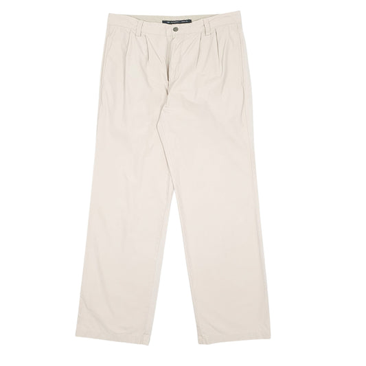 Mens Cream Dockers Pleated Chino Trousers