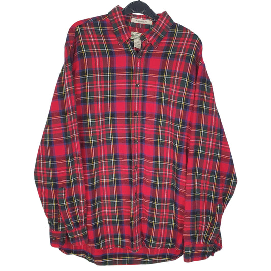 Mens Red L.L.Bean Flannel Plaid Long Sleeve Shirt
