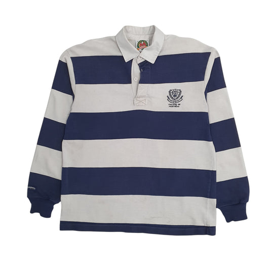 Mens Navy Barbarian Montreal College Rugby Long Sleeve Polo Shirt