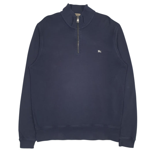 Mens Navy Burberry Quarter Zip Jumper