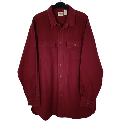 Mens Burgundy L.L.Bean Thick Chamois Long Sleeve Shirt