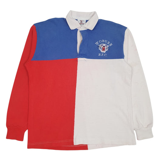 Mens White Barbarian Vintage 90s Long Sleeve Polo Shirt