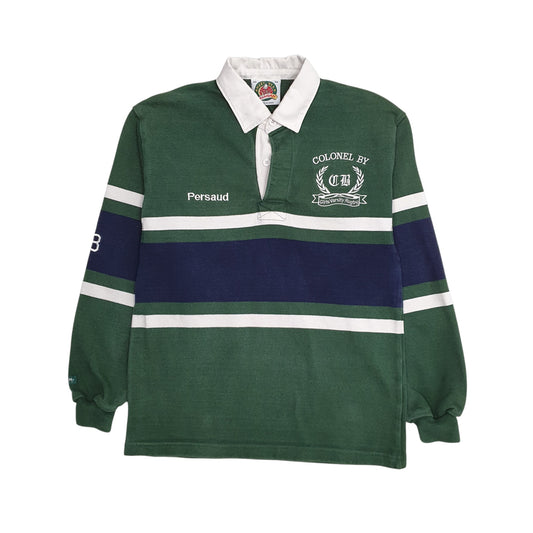 Mens Green Barbarian Varsity Rugby Long Sleeve Polo Shirt