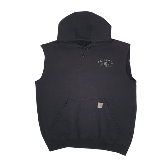 Mens Black Carhartt Sleeveless Vest Hoodie Jumper