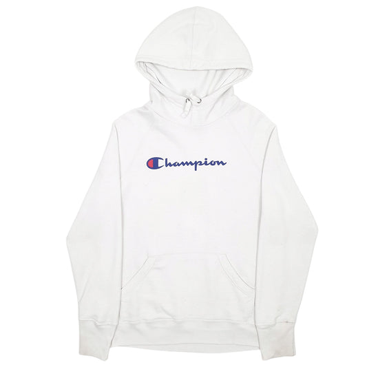 Womens White Champion Spellout Hoodie Jumper