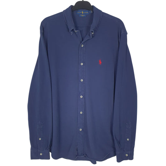 Mens Navy Ralph Lauren Featherweight Mesh Long Sleeve Shirt