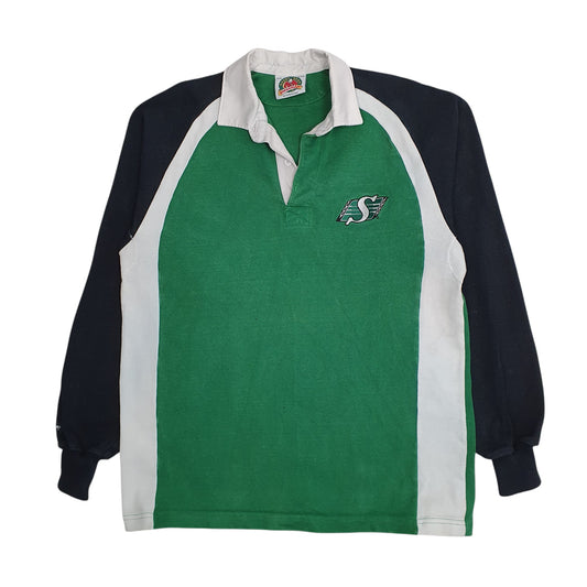 Mens Green Barbarian Rugby Long Sleeve Polo Shirt