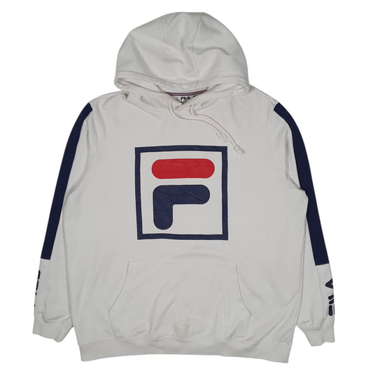 Mens White Fila Hoodie Jumper