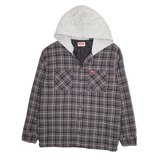Mens Grey Wrangler Overshirt Hoodie Coat