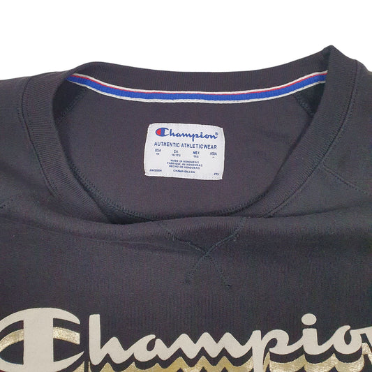 Womens Black Champion Spellout Crewneck Jumper