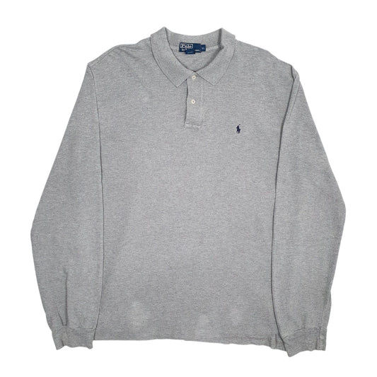 Mens Grey Polo Ralph Lauren Long Sleeve Polo Shirt
