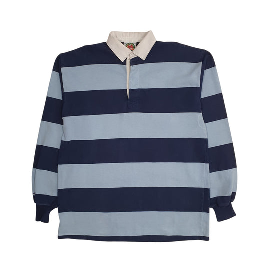 Mens Blue Barbarian Rugby Long Sleeve Polo Shirt