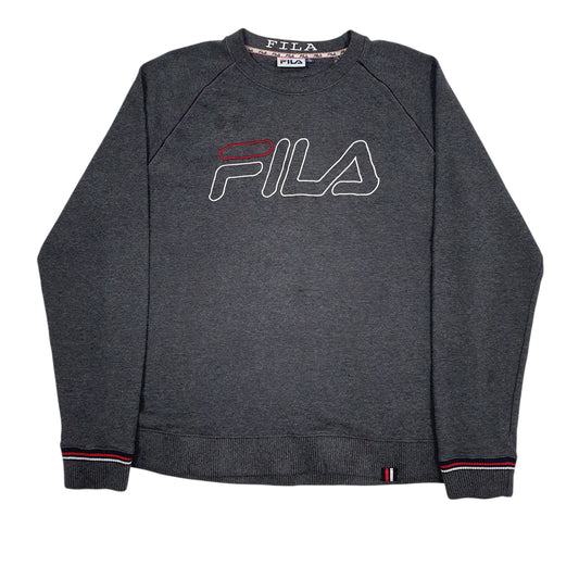 Mens Grey Fila Spellout Crewneck Jumper