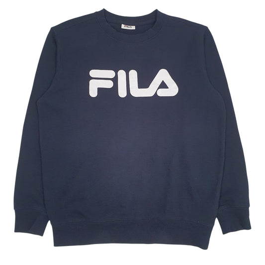 Mens Navy Fila Spellout Crewneck Jumper