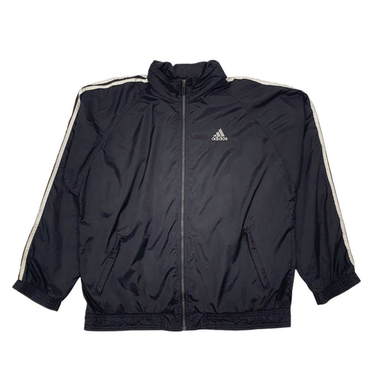 Mens Black Adidas Vintage 90s Concealed Hood Coat