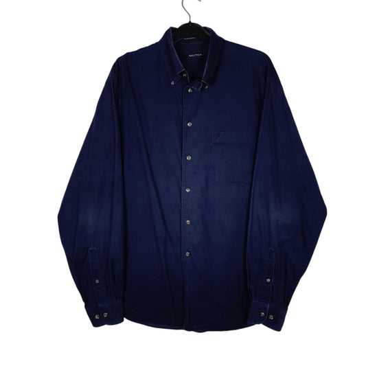 Mens Navy Nautica Corduroy Long Sleeve Shirt