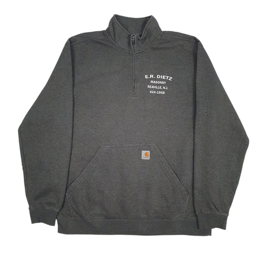 Mens Grey Carhartt Quarter Zip Jumper