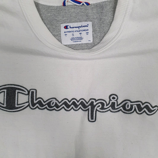 Mens White Champion Crewneck Jumper