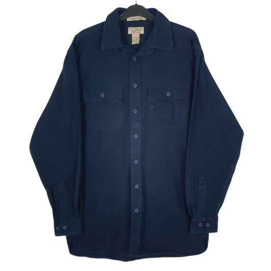 Mens Navy L.L.Bean Tall Chamois Flannel Long Sleeve Shirt