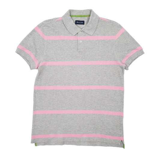 Mens Grey Massive Dutti Short Sleeve Polo Shirt