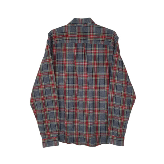 Mens Grey L.L.Bean Thick Flannel Plaid Shirt