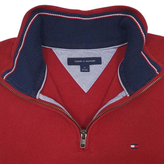 Mens Red Tommy Hilfiger Quarter Zip Jumper