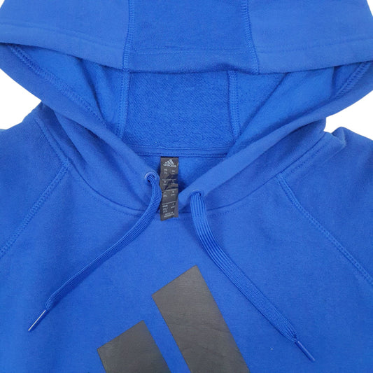 Mens Blue Adidas Spellout Hoodie Jumper