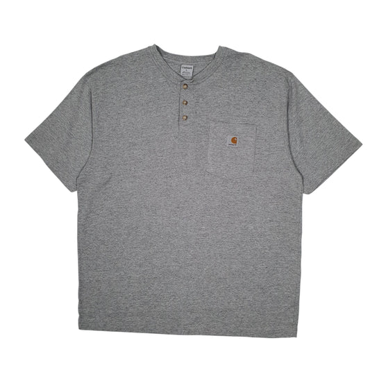 Mens Grey Carhartt Henley Short Sleeve T Shirt