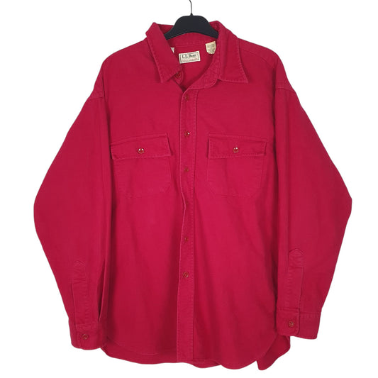 Mens Red L.L.Bean Chamois Vintage 90s Made In USA Long Sleeve Shirt