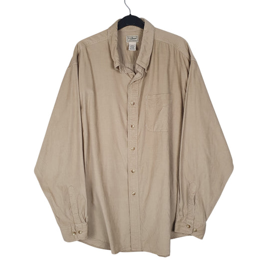 Mens Beige L.L.Bean Corduroy Long Sleeve Shirt
