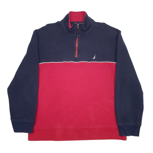 Mens Red Nautica Quarter Zip Jumper