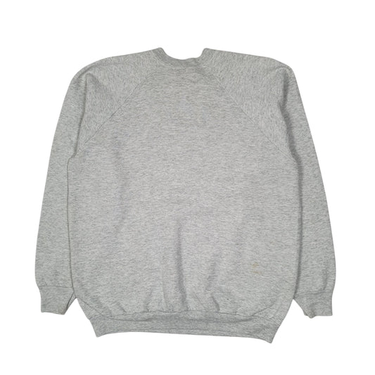 Mens Grey Fruit Of The Loom Vintage 90s Made In USA School Crewneck Jumper