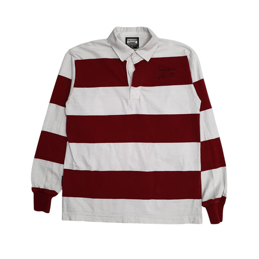 Mens White Barbarian Rugby Long Sleeve Polo Shirt