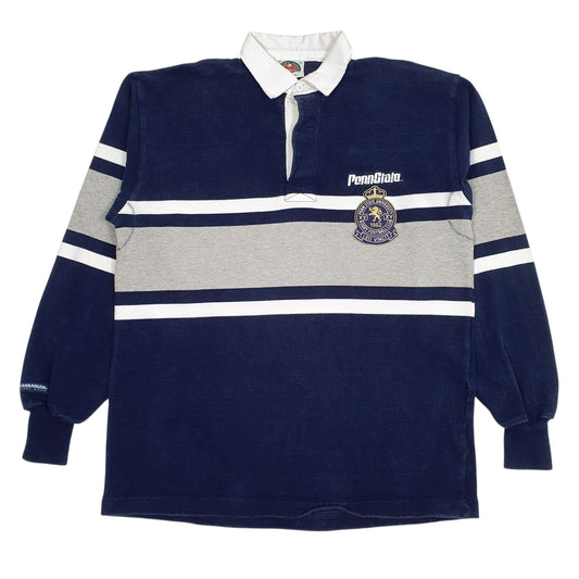 Mens Navy Barbarian Penn State University Long Sleeve Polo Shirt