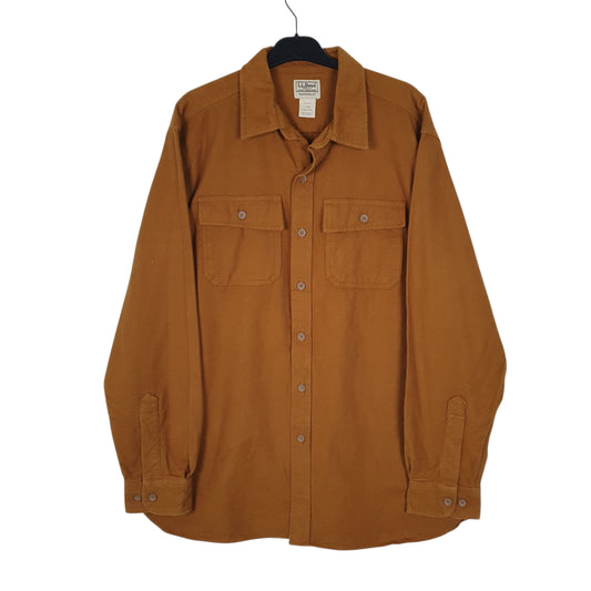 Mens Tan L.L.Bean Thick Chamois Long Sleeve Shirt