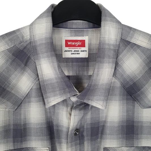 Mens Grey Wrangler Western Pearl Snap Shirt