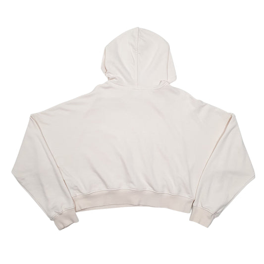 Womens Cream Adidas Crop Top Hoodie Jumper