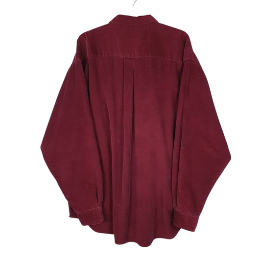 Mens Burgundy Eddie Bauer Herringbone Corduroy Shirt