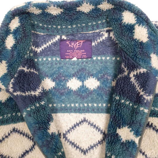 Mens Blue Sunset Vintage 00s Funky Full Zip Jumper