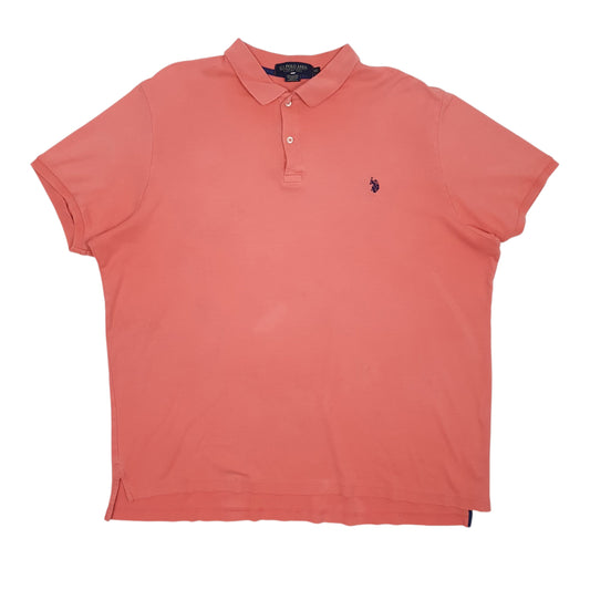 Mens Pink US Polo Assn Luxury Feel Short Sleeve Polo Shirt