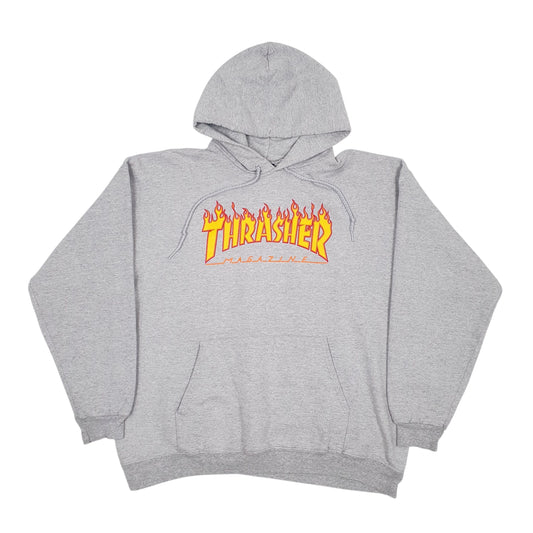 Mens Grey Thrasher Spellout Hoodie Jumper