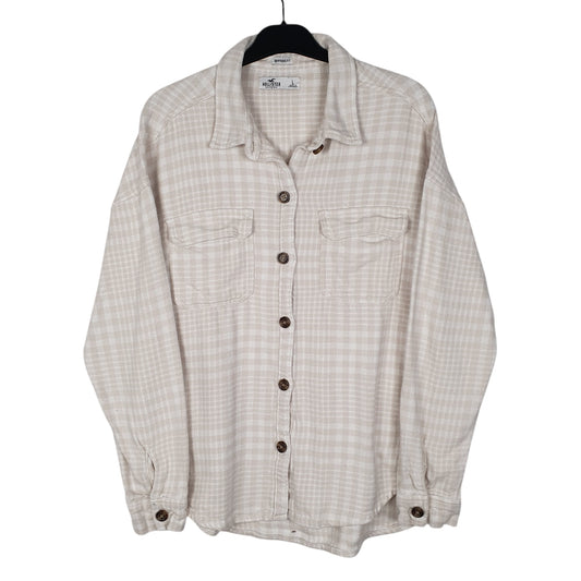 Womens Beige Hollister Boyfriend Fit Long Sleeve Shirt