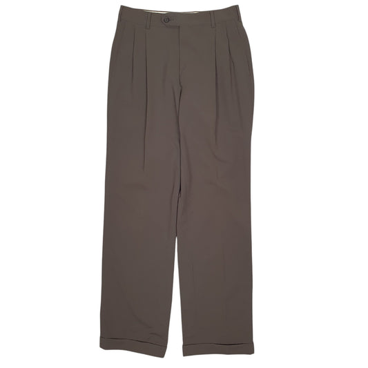 Mens Grey Polo Ralph Lauren University Club Vintage 80s Double Pleated Formal Trousers