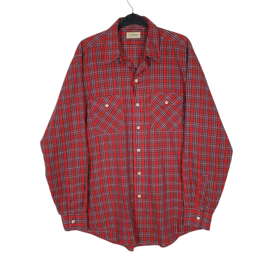 Mens Red L.L.Bean Vintage 1990s Long Sleeve Shirt