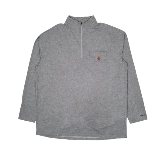 Mens Grey Carhartt Force Activewear Quarter Zip Jumper