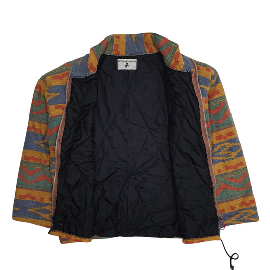 Mens Blue Texsana Fashion Vintage 90s Aztec Windbreaker Coat