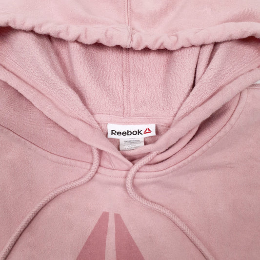 Womens Pink Reebok Spellout Hoodie Jumper
