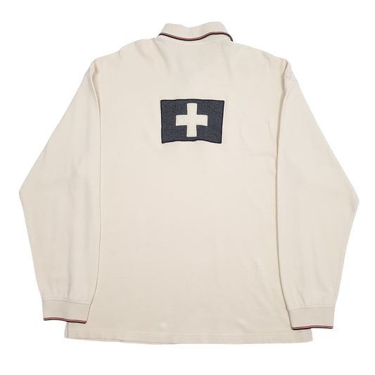 Mens Cream Tommy Hilfiger Crewneck Polo Shirt